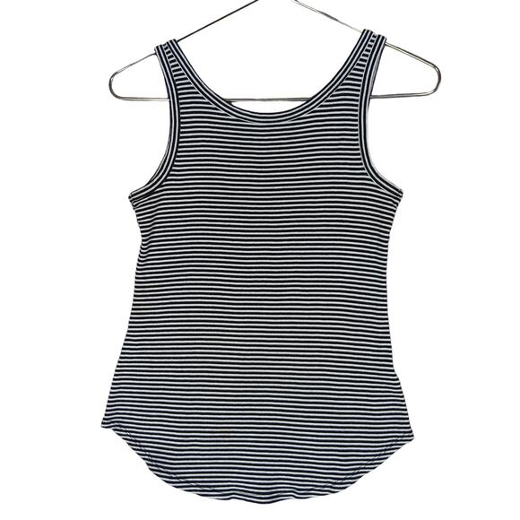 LOFT Camisole Tank Top Size Medium Black and White Horizontal Stripes - Picture 3 of 9